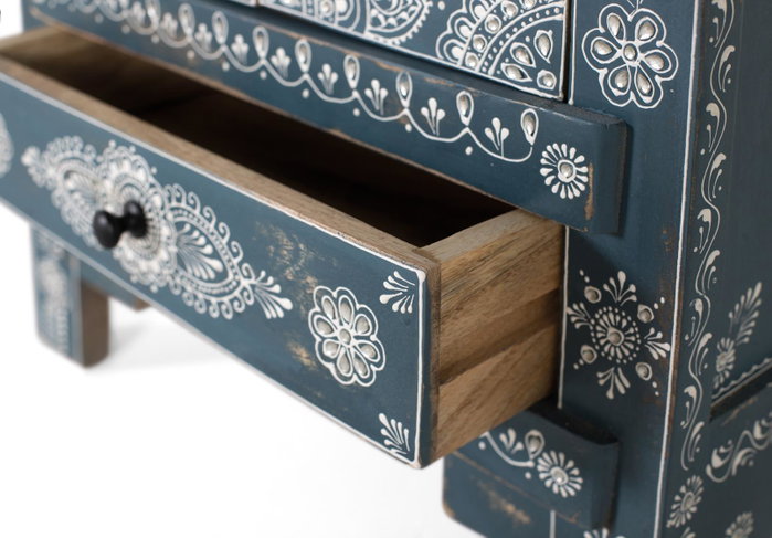 GINER Y COLOMER Mueble auxiliar de madera de mango y MDF Azul y blanco